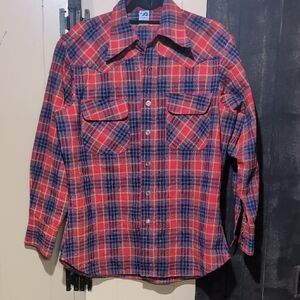 Classic Red and Blue Plaid Button Down Shirt